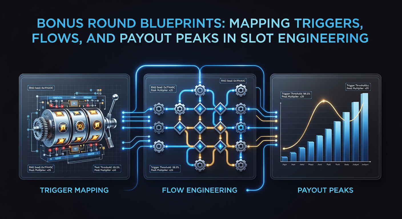 Flowchart of slot bonus sequences showing trigger paths, multiplier builds, and payout distribution curves