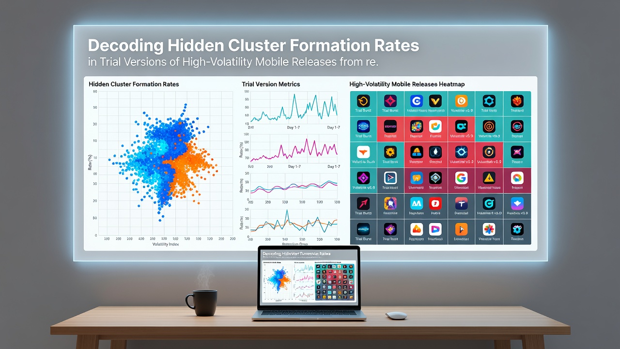 Analytics dashboard showing cluster size distribution from thousands of demo spins on a tablet device