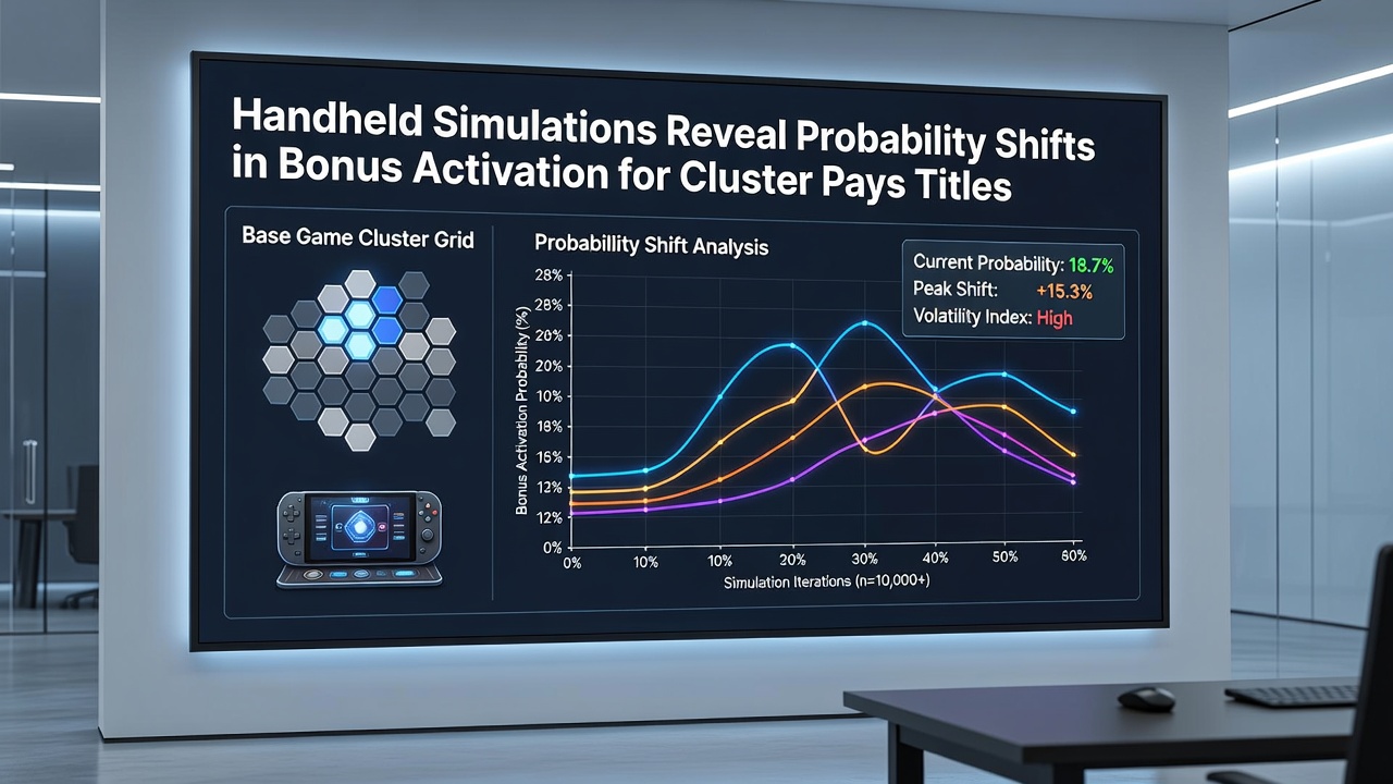 Detailed view of simulation graphs showing probability curves for bonus features in cluster pays games
