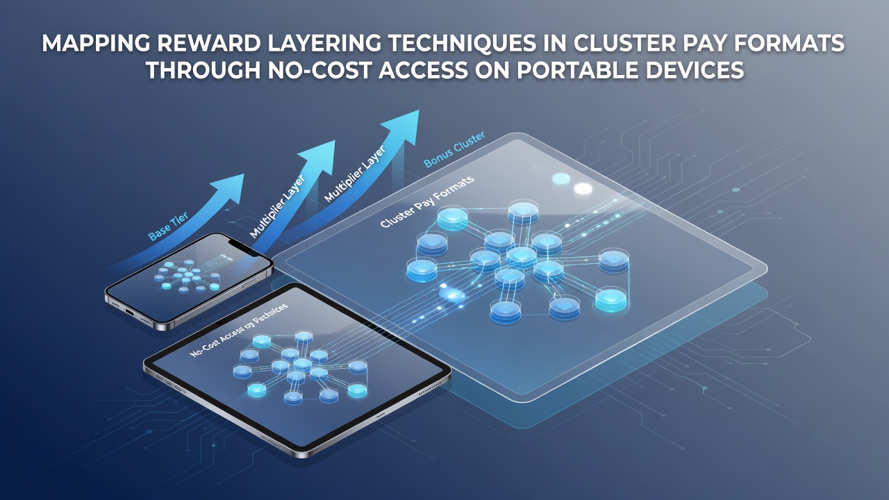 Diagram showing cluster formations and layered reward multipliers on a mobile slot interface