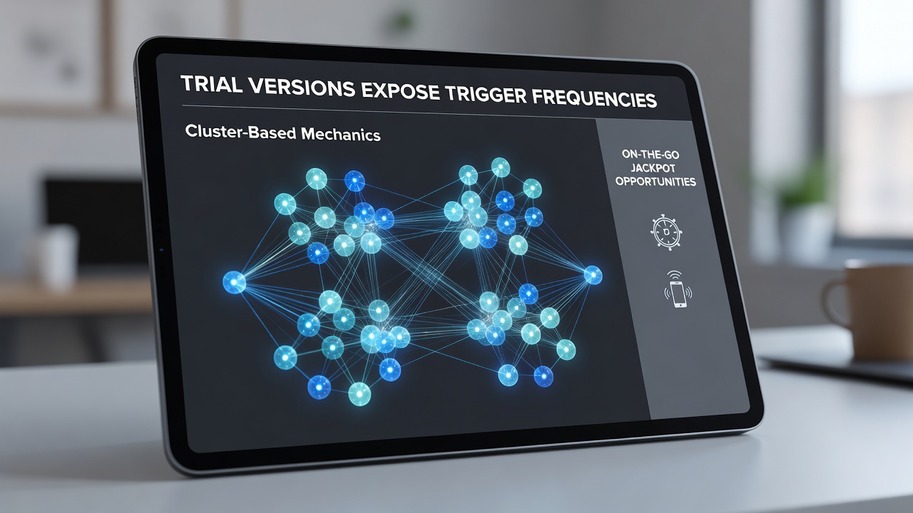 Mobile screen showing cluster symbol groups and bonus meter during a slot demo session