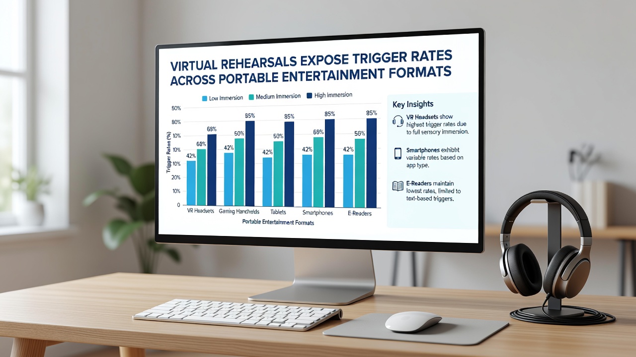 Data visualization of trigger rate patterns across mobile and portable entertainment devices